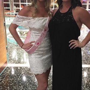 Sabo Skirt white lace off the shoulder mini dress